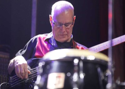 Bass player in a live show