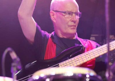 Bass player in a live show