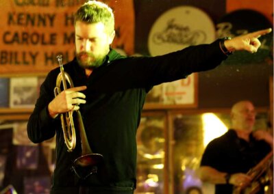 Trumpet player in a live show